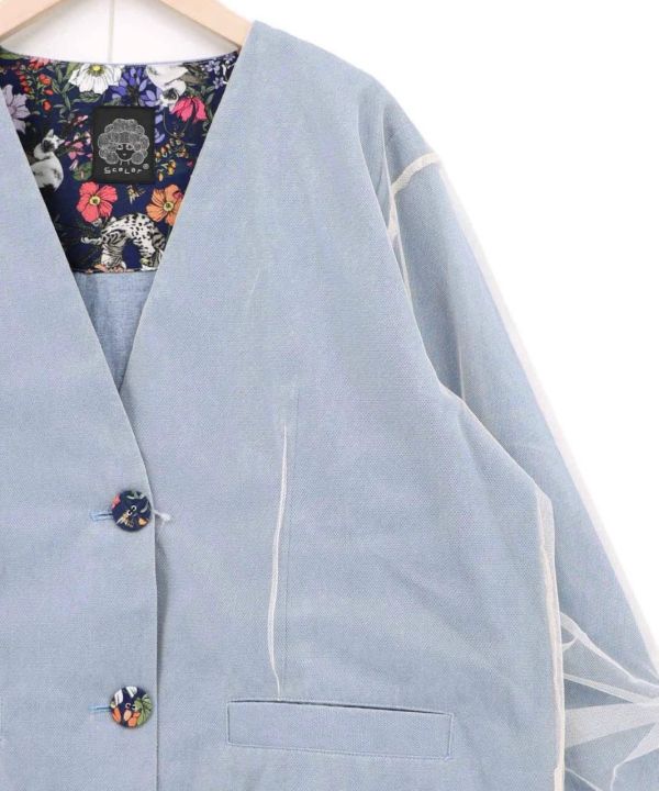 立體拼紗西裝外套 