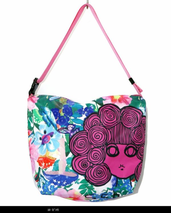 娃娃頭貓咪花朵側背包 