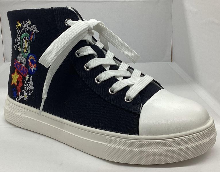 刺繡高筒帆布鞋 