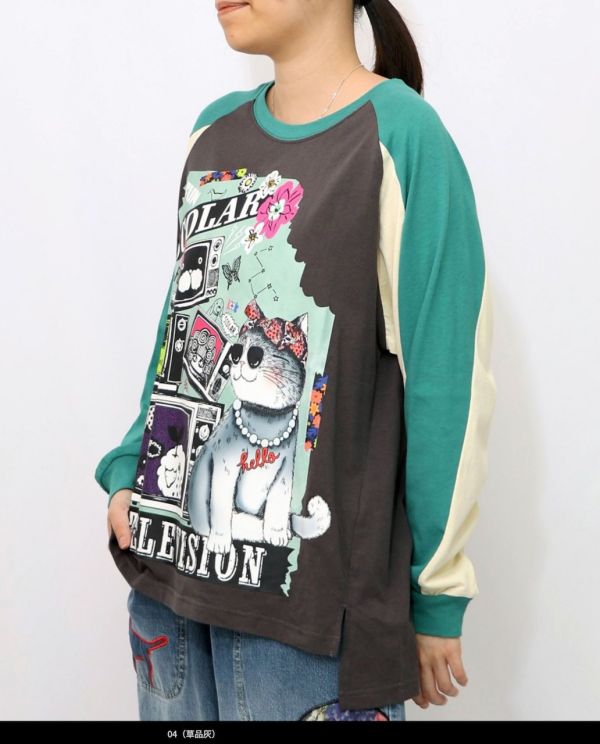 比莉貓搖滾撞袖上衣 