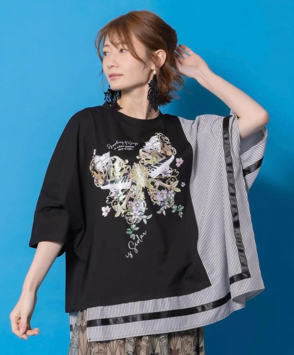 樂器之蝶拼接上衣 