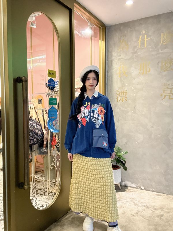 雙面穿-蘑菇方格泡泡裙 