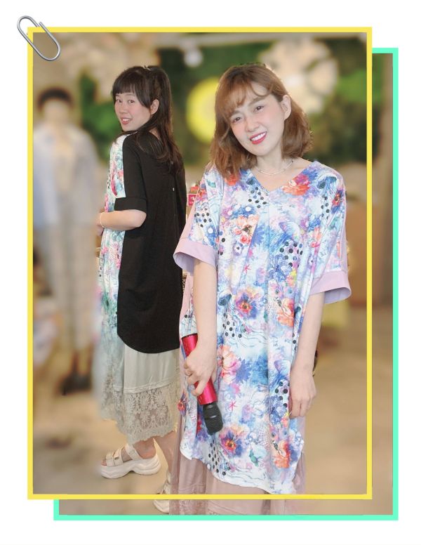 前後兩穿-花卉海洋中長版上衣 