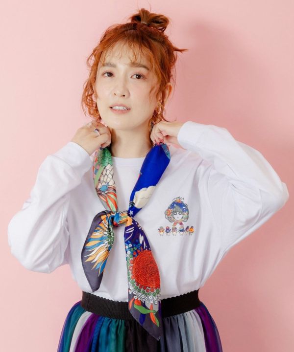 附絲巾-蘑菇娃頭長袖上衣 