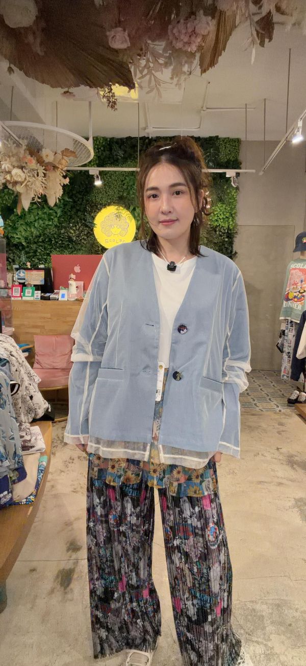 立體拼紗西裝外套 