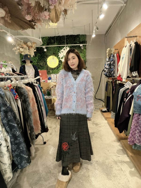 格紋玫瑰魚尾裙 