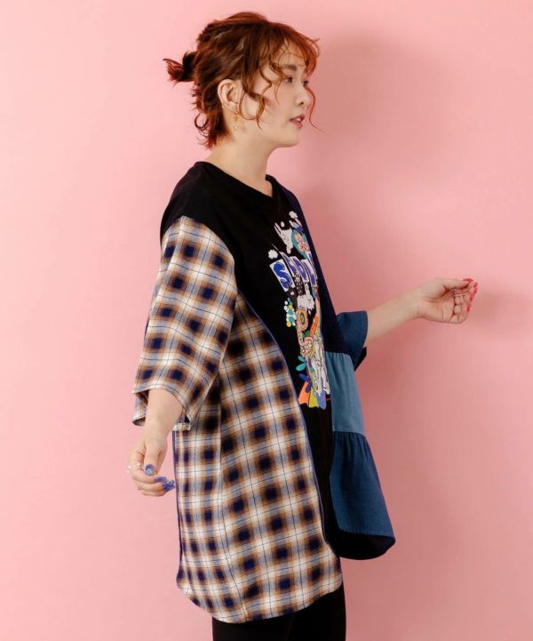 純棉-彩虹拼接異材上衣 