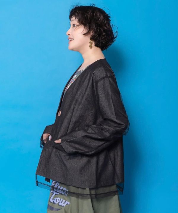 立體拼紗西裝外套 