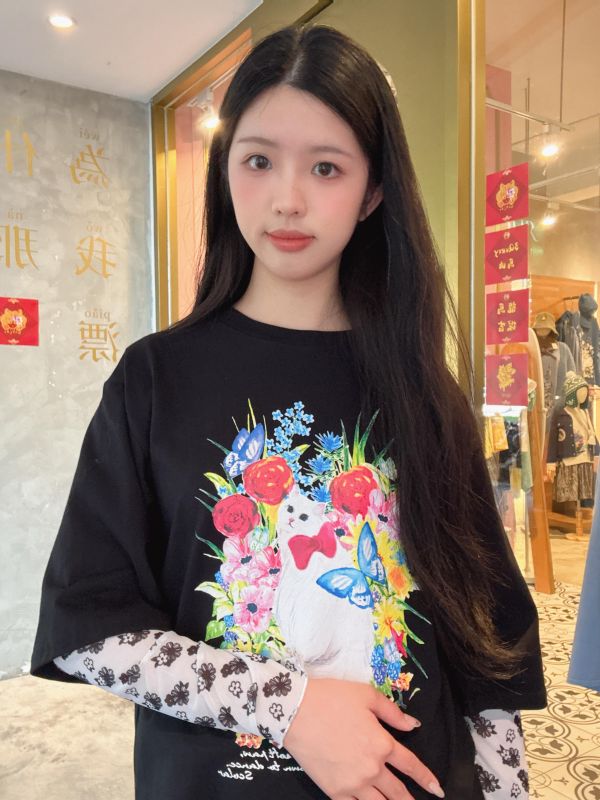 優雅貓咪真兩件式上衣 