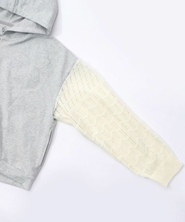 蕾絲手袖連帽外套 