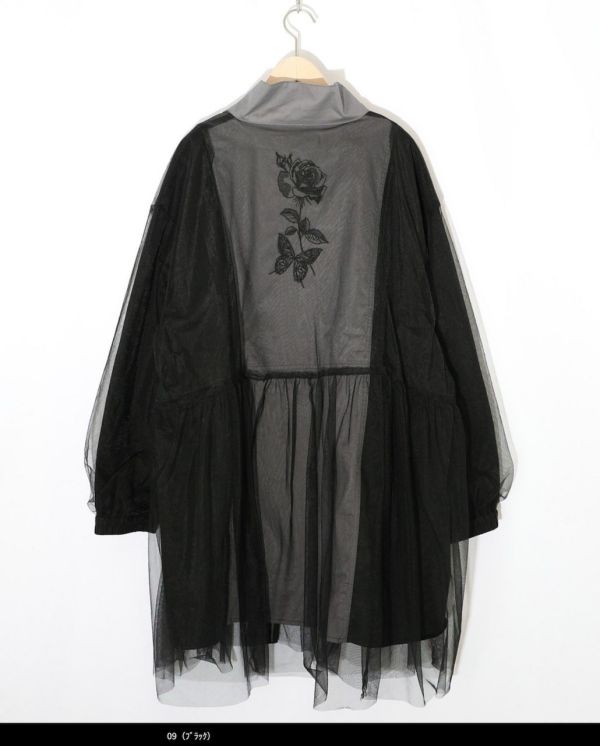 玫瑰刺繡拼接外套 