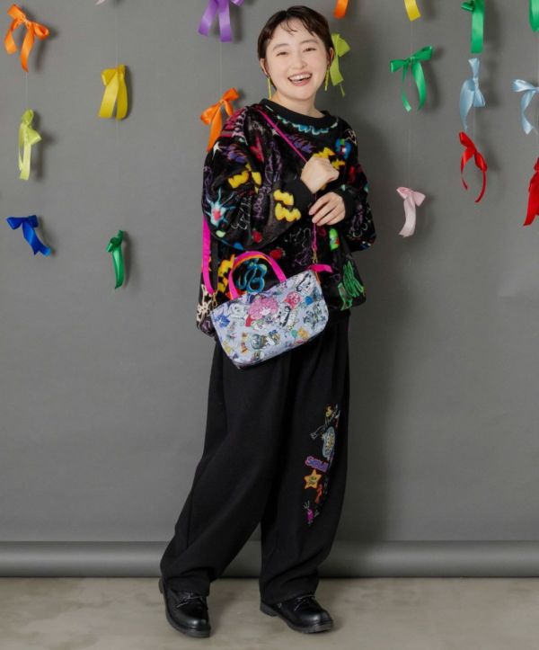 貓塗鴉星空條紋撞色包 