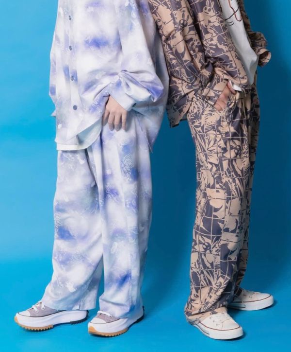 暈染/格子兔塗鴉褲 