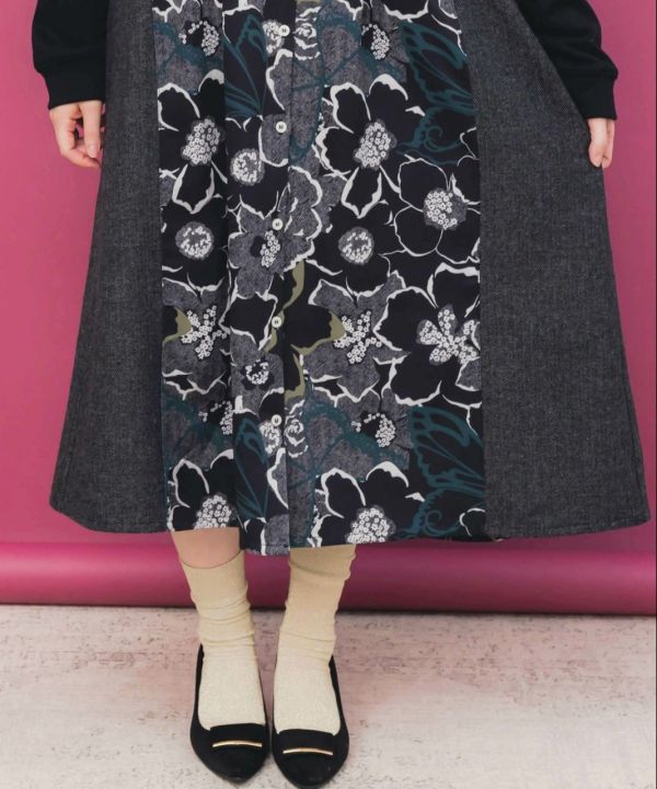 繁星花異材質拼接洋裝 