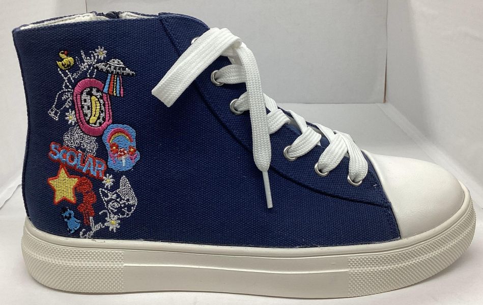 刺繡高筒帆布鞋 