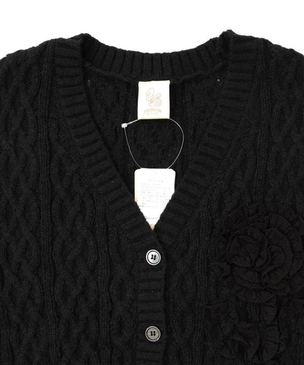 麻花針織牛仔拼接外罩 