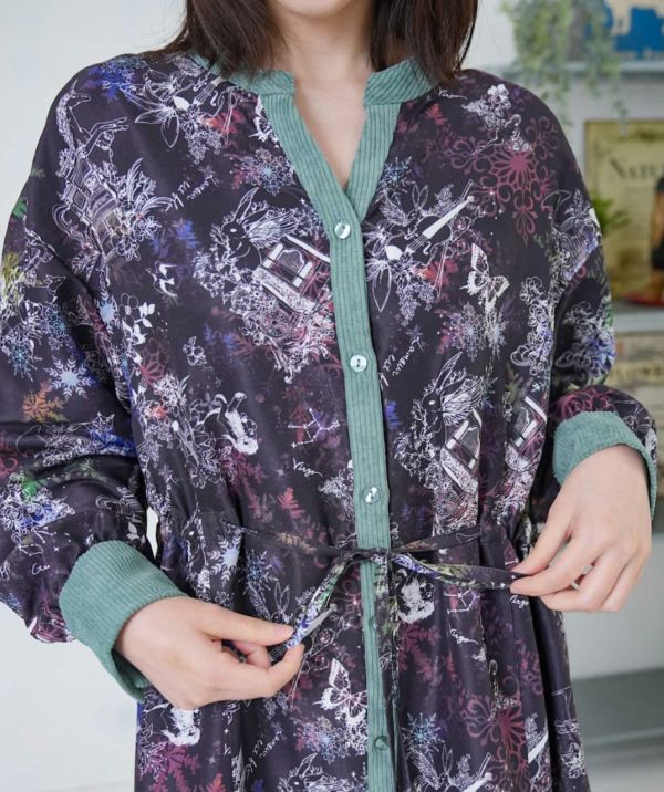 夢幻樂器燈芯絨長版洋裝 