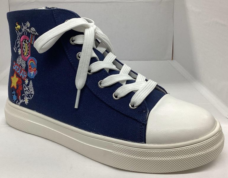 刺繡高筒帆布鞋 