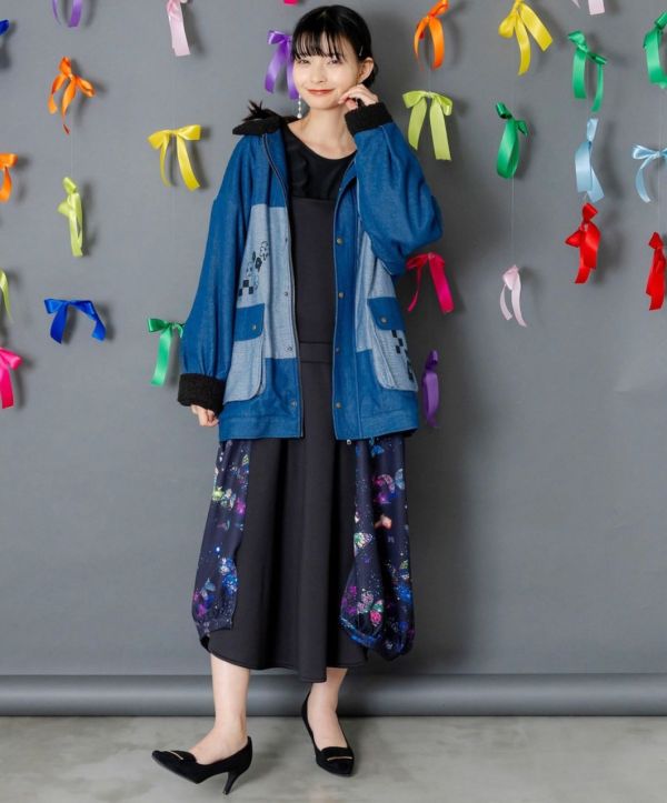 棋盤格娃娃拼接襯衫 