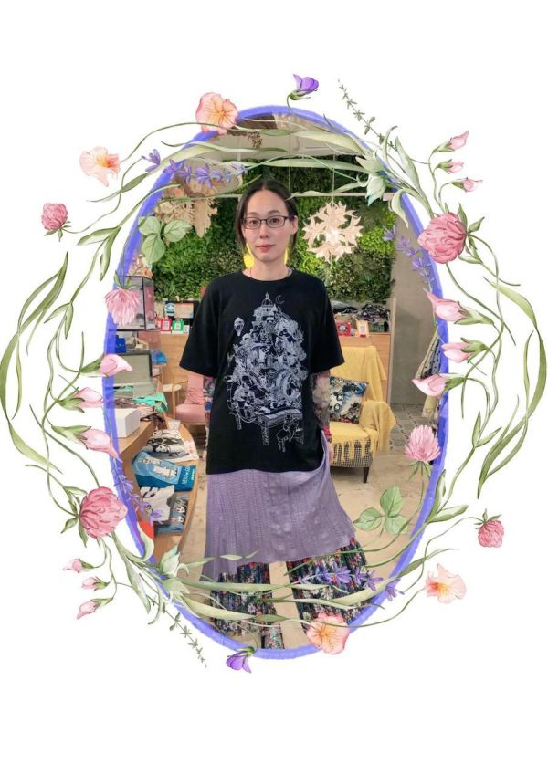 金箔貓咪鋼琴造型拼接洋裝 