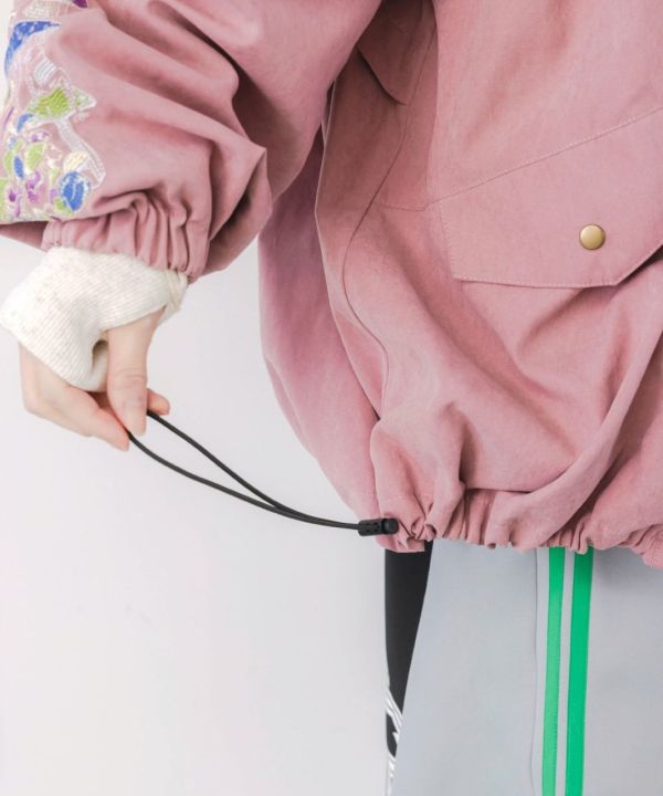 拆袖-蘑菇刺繡立領外套 