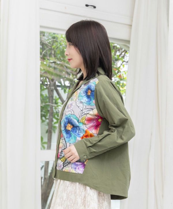 剪影貓咪花朵襯衫 