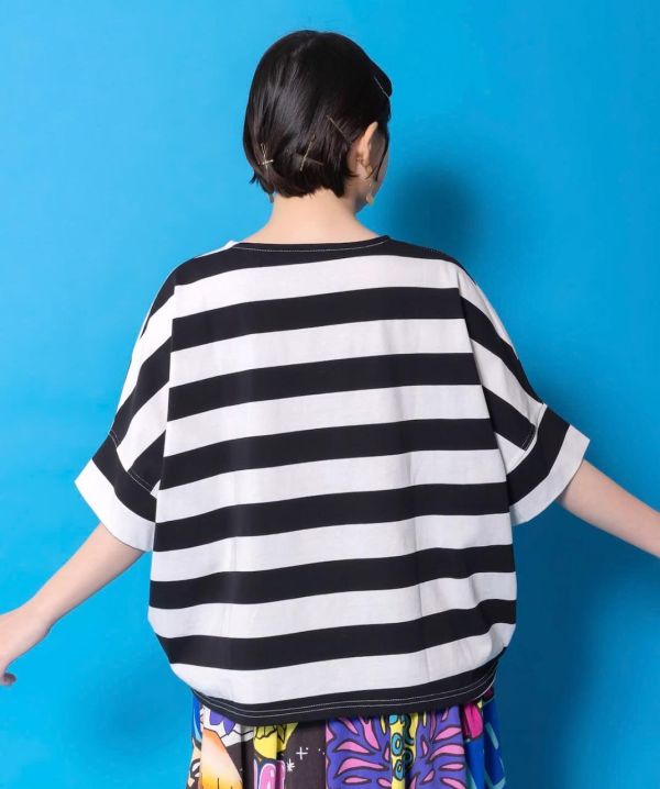 貓咪眼鏡橫條紋上衣 