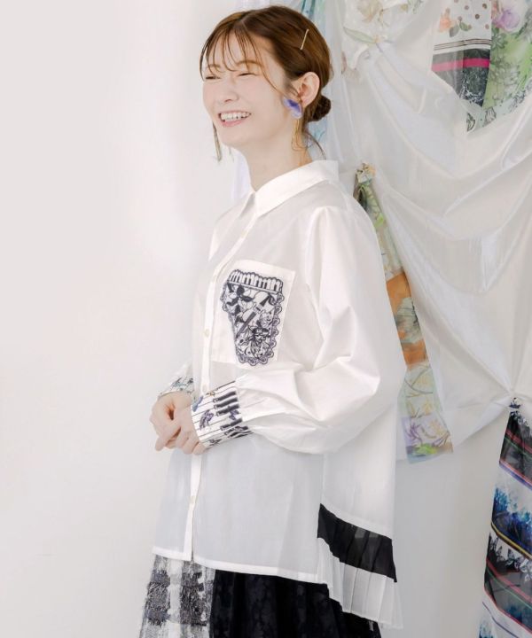 樂の美刺繡造型襯衫 