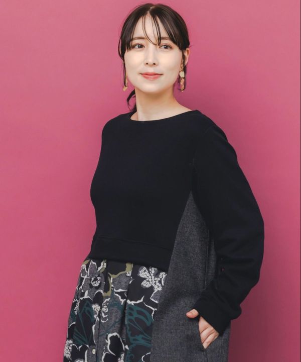 繁星花異材質拼接洋裝 