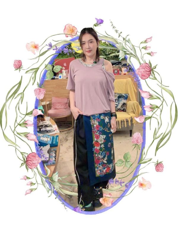 花朵花豹切肩造型上衣(兩件式) 