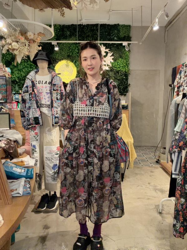 花豹貓咪碎花洋裝 