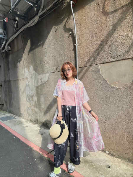水果花暈染線條襯衫洋裝 