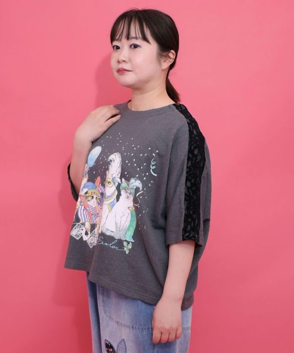 貓咪玫瑰花紋上衣 