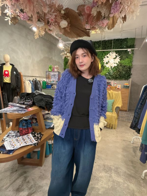 限時優惠 - 毛圈針織小花釦外罩 