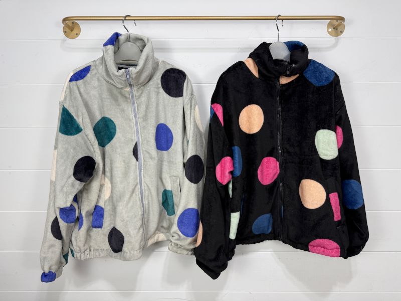 彩色點點法蘭絨外套 