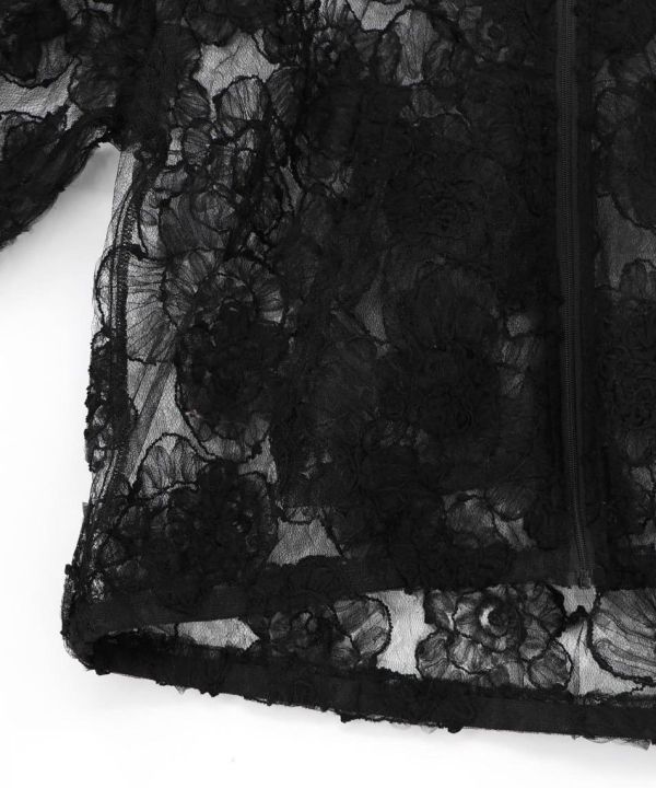 立體花朵蕾絲連帽造型外套 