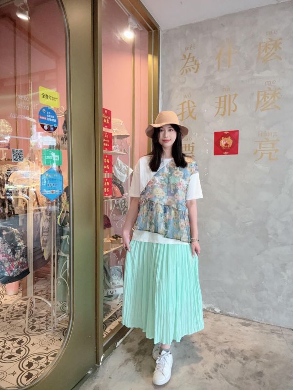 擺折飄逸皺皺裙 