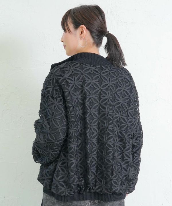 鏤空網織拼紗外套 