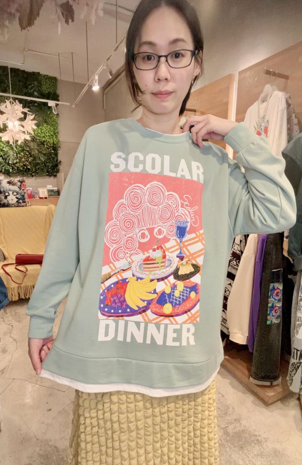 娃頭甜點誘惑假兩件上衣 