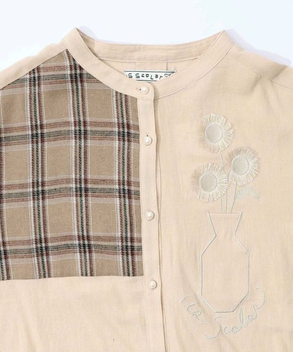 花瓶格子拼接襯衫 