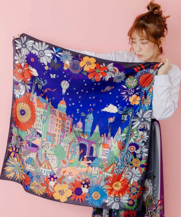 附絲巾-蘑菇娃頭長袖上衣 