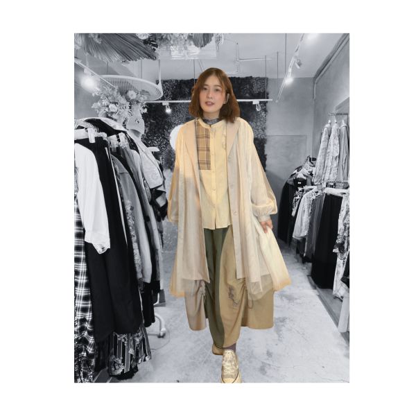 拼紗刺繡長版外罩 