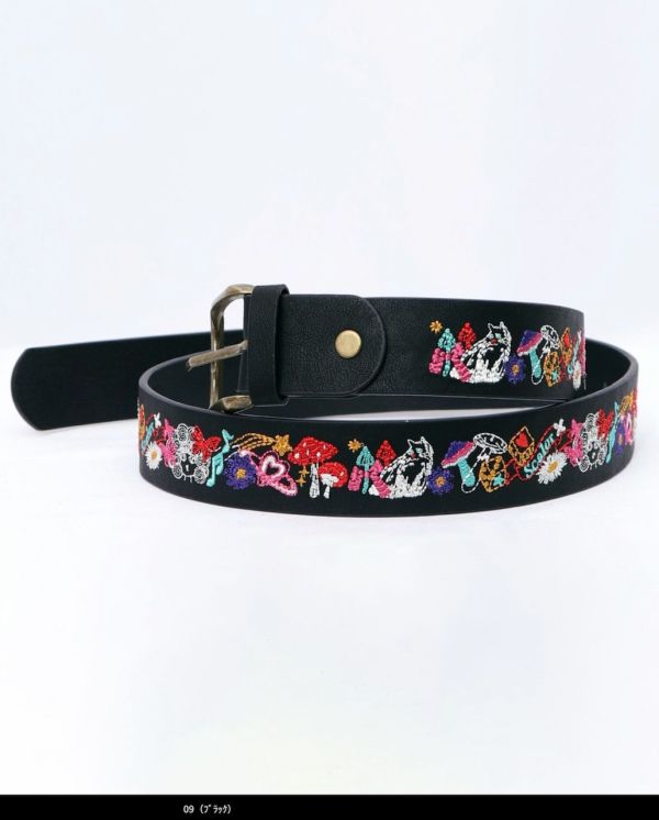 Scolar刺繡皮革腰帶 