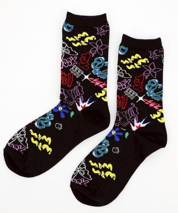 秋冬9月-塗鴉滿版襪 