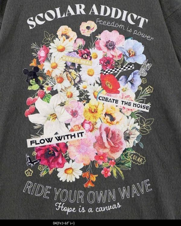 蕾絲布-花朵標籤造型上衣) 