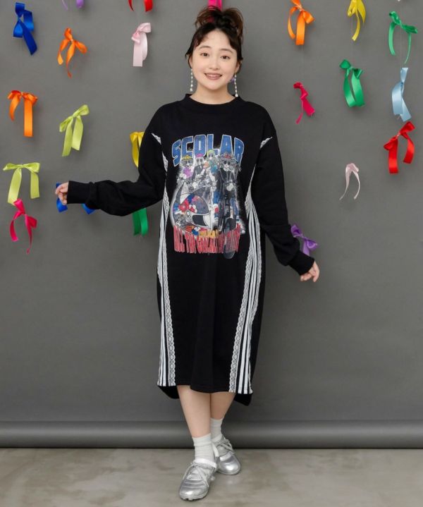 蕾絲拼接長版上衣 