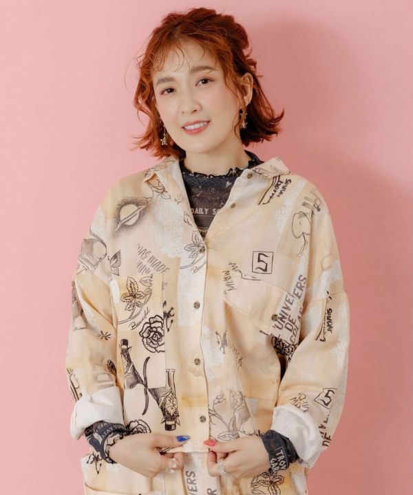 法式暈染短版襯衫 