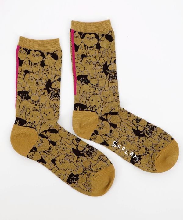 秋冬9月-狗狗滿版襪 