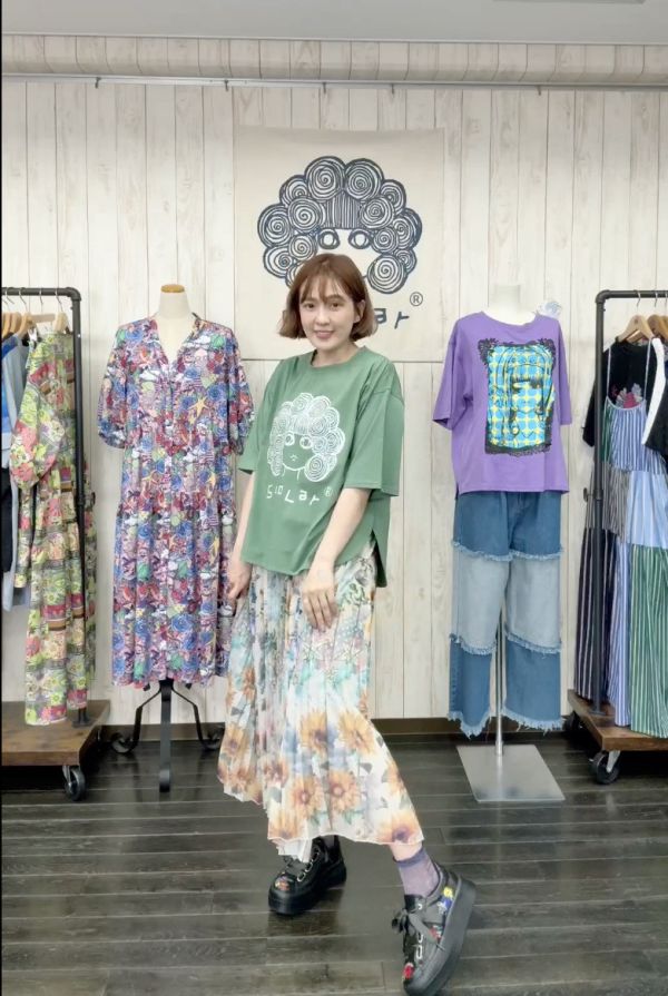 網眼向日葵百褶裙 