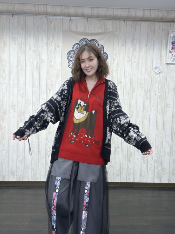 熊熊圖騰V領針織外罩 